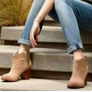 Splendid Lakota Suede Leather Boots Women 11 Brown Taupe Stack Heel Western